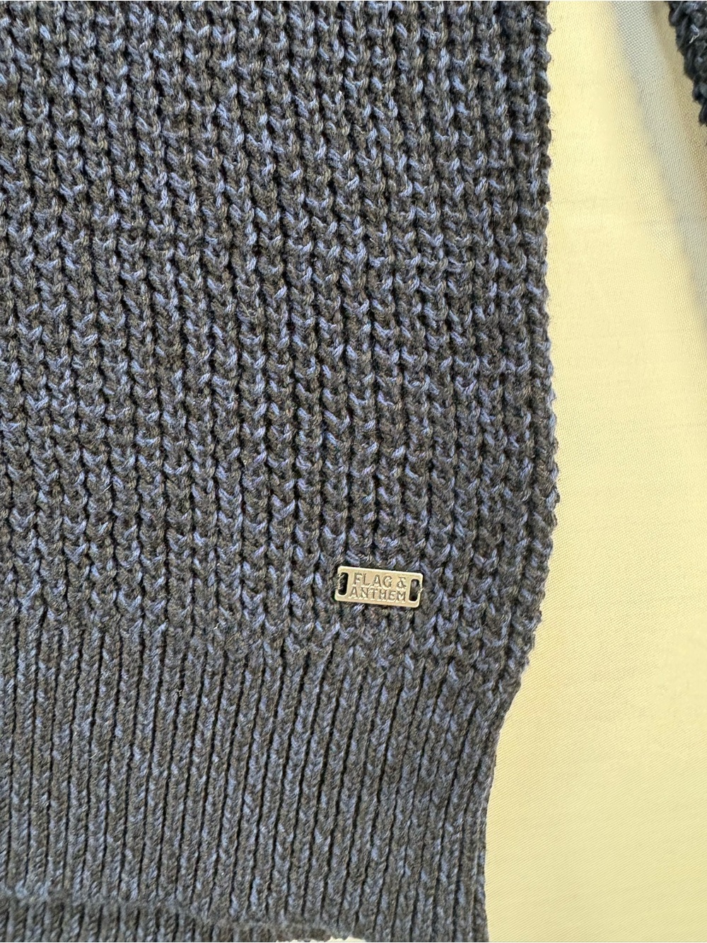 NWT Flag & Anthem Mens Size Large Blue Button Mock Neck Waffle Knit Sweater - Picture 4 of 8